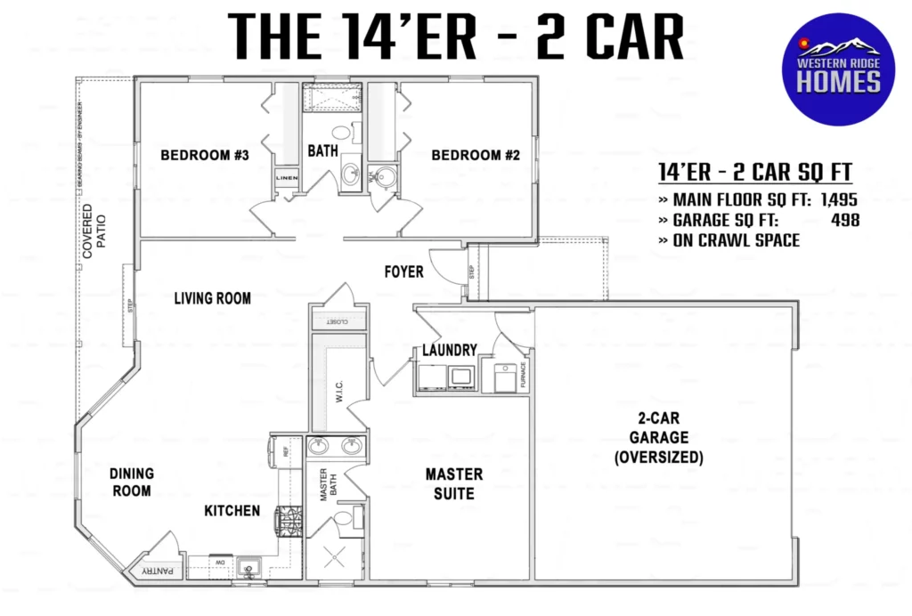 floorplans for western ridge homes 14'er layout 3 bedroom 2 bathroom