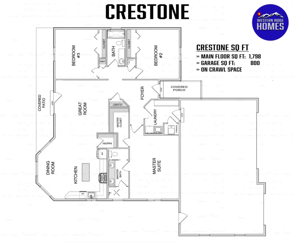 floorplans for western ridge homes crestone layout 3 bedroom 2 bathroom