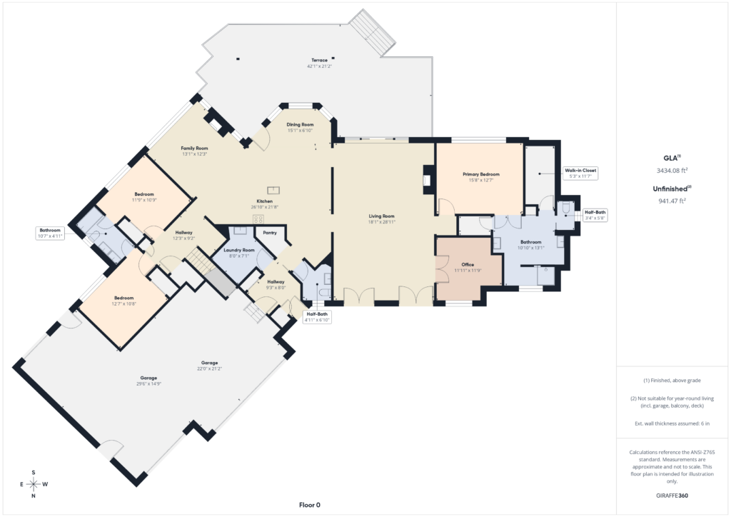 building floorplan of sellers house showing room dimensions and layout